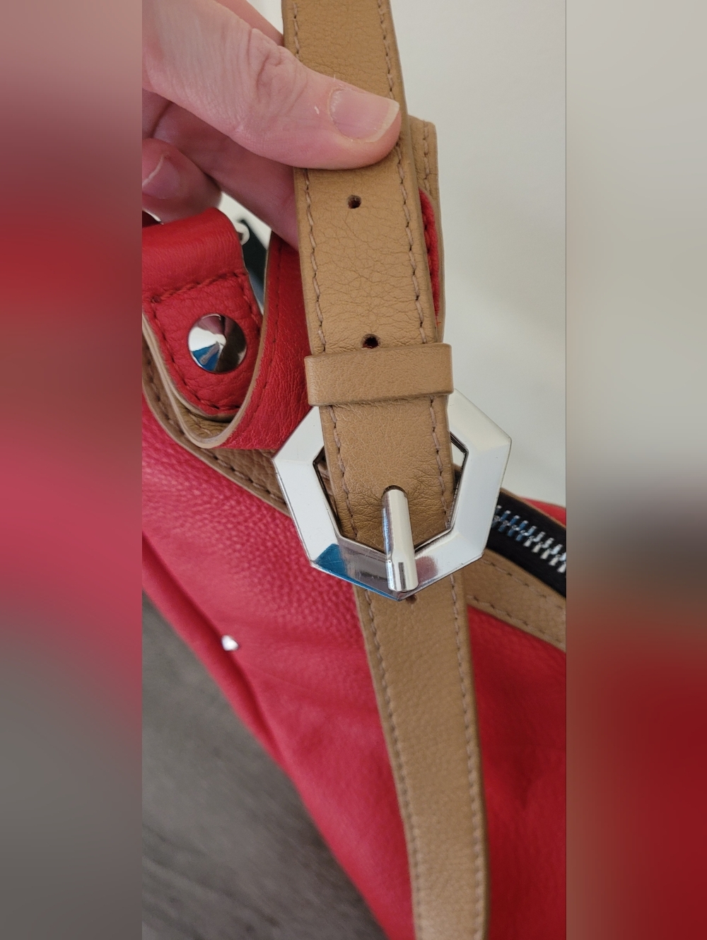 ORYANY EMME Hobo Red Leather Half Mood Bag - Picture 12 of 16